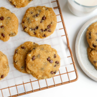 coconut flour chocolate chip cookies on wire rack