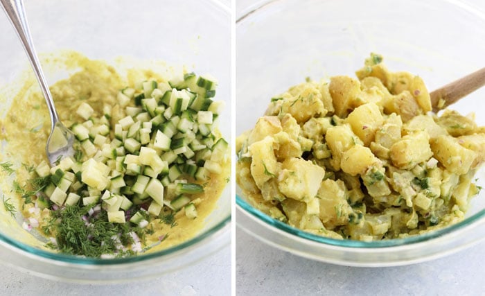 how to make vegan potato salad in a bowl