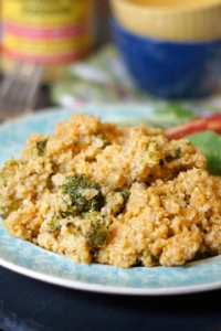 Cheesy broccoli and quinoa casserole