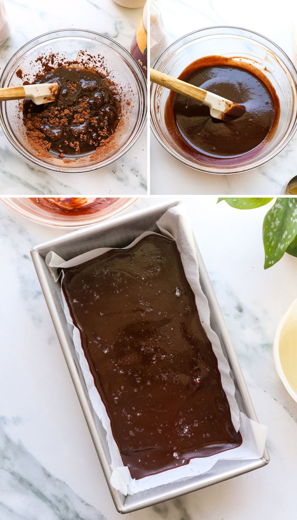 maple syrup mixed with coconut oil and cacao powder for a chocolate layer.