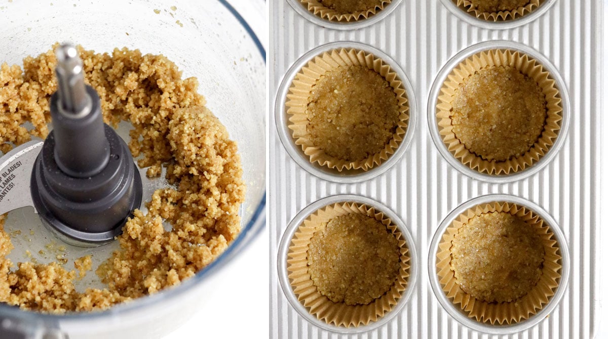 walnut crust pulsed in food processor and in cups