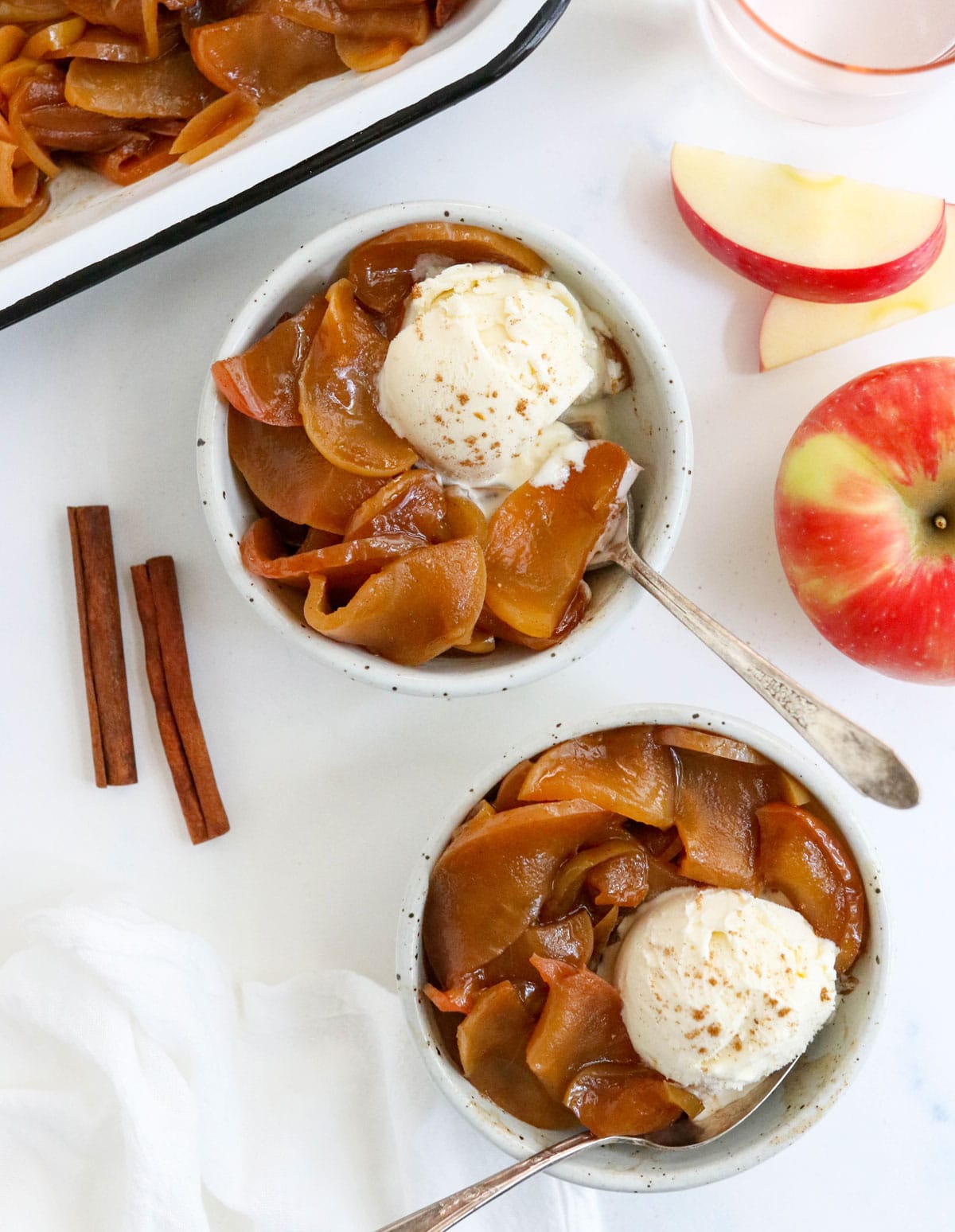baked apples served with ice cream