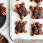 chocolate turtles on parchment paper