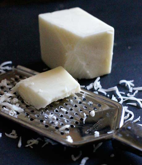goat cheese on a grater 