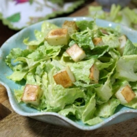 Caesar Salad with avocado caesar salad dressing
