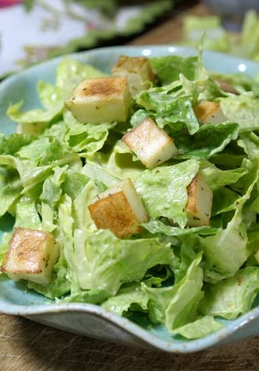 avocado Caesar salad on plate
