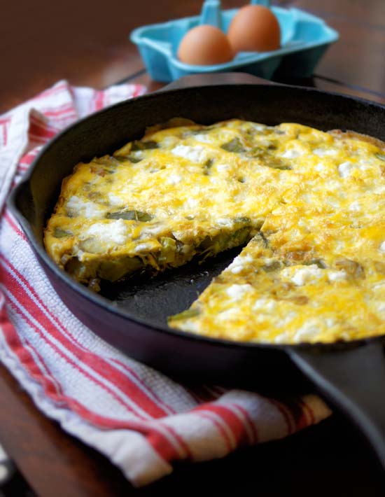 asparagus, leek and goat cheese frittata