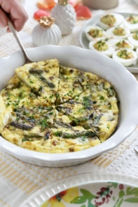 asparagus frittata being served