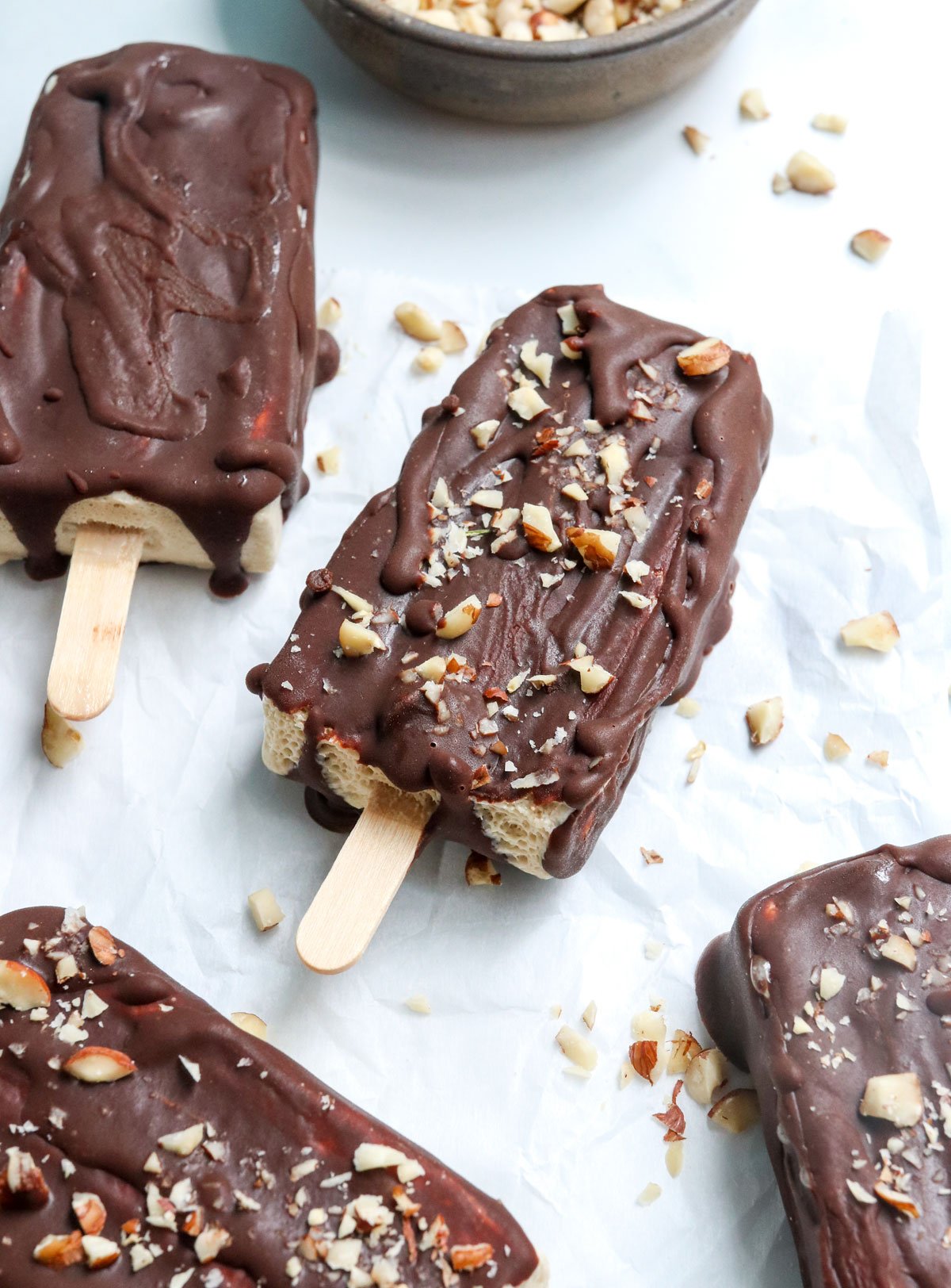 finished vegan ice cream bar with nuts