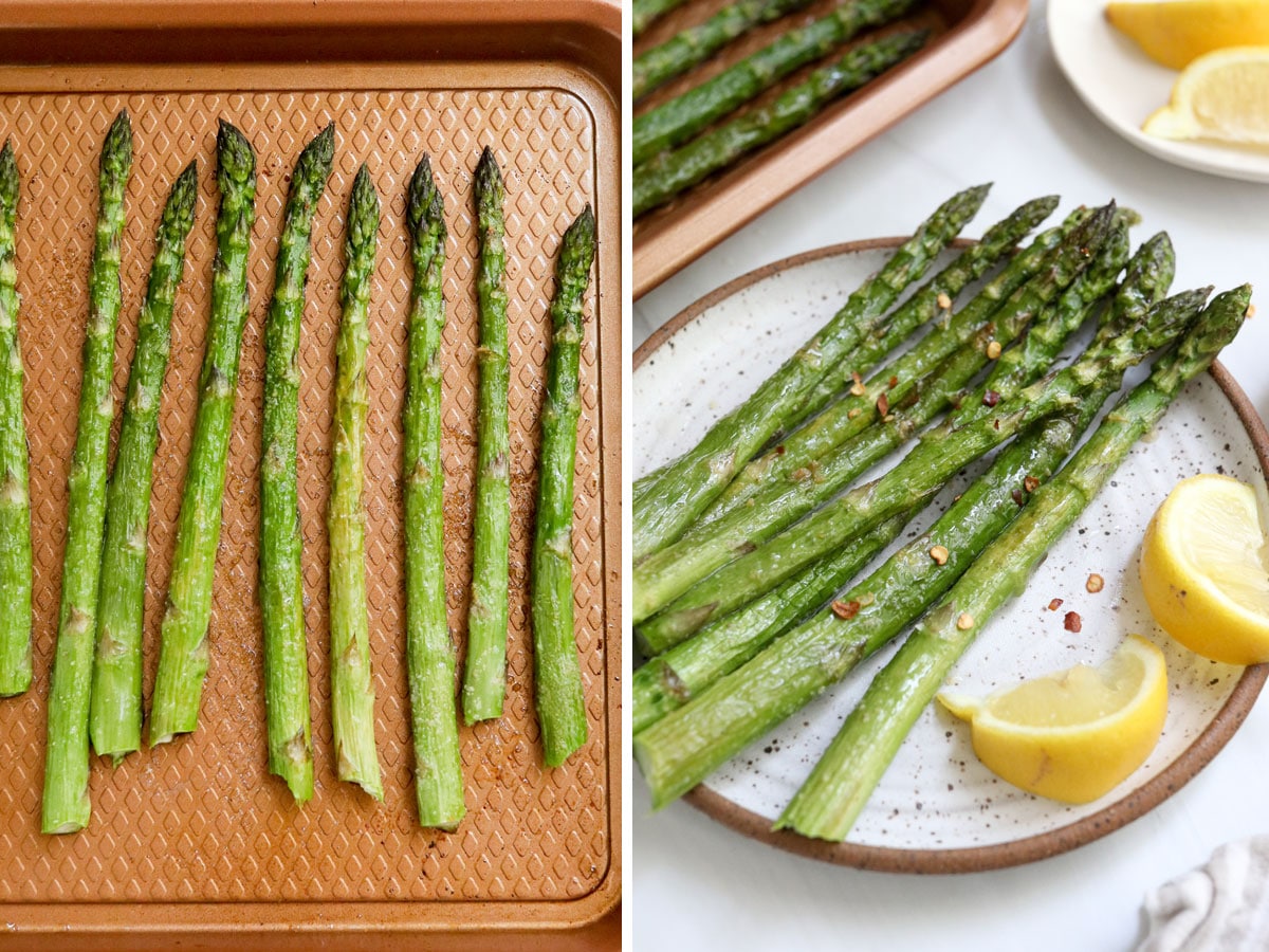 finished asparagus on pan and served.