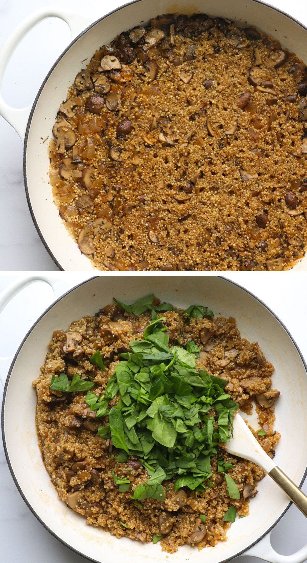 Quinoa was added with spinach.
