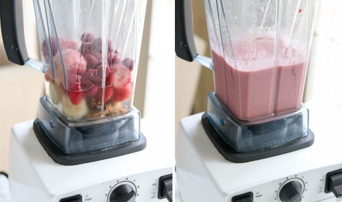 PB&J smoothie in blender