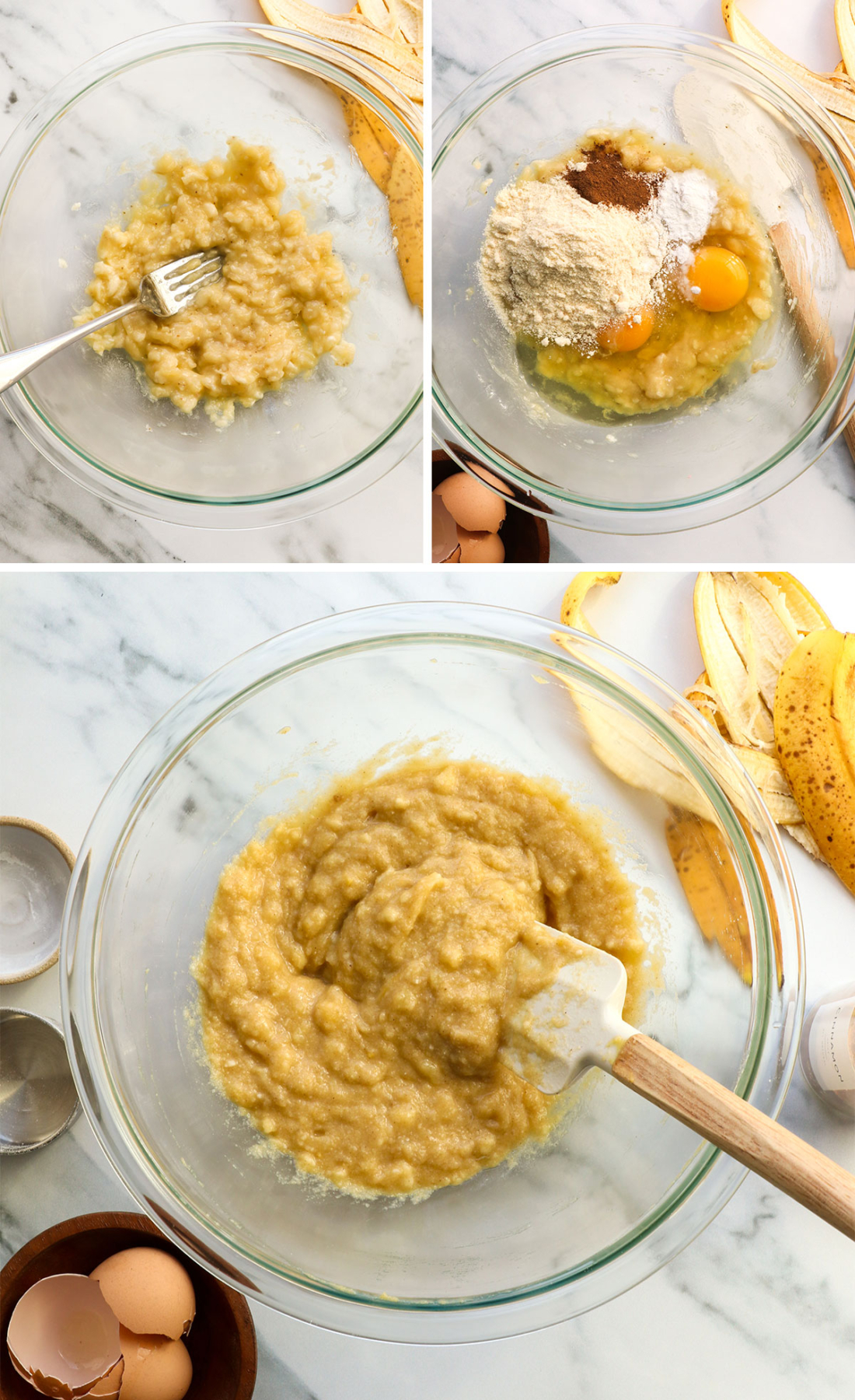 mashed banana mixed with coconut flour and eggs.