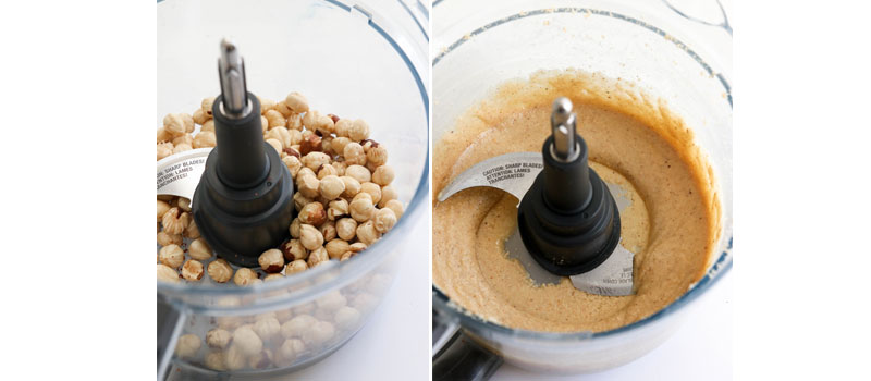 hazelnuts pulverized in food processor