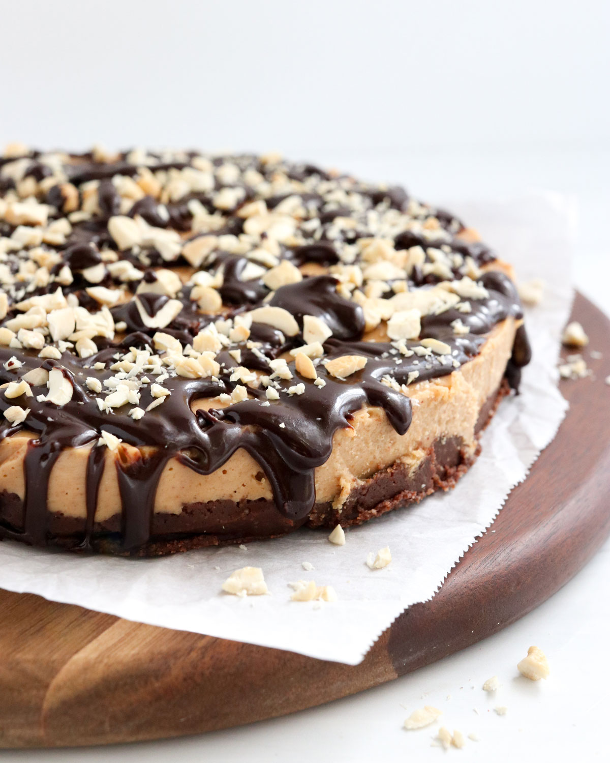 crushed nuts added on top of vegan peanut butter pie