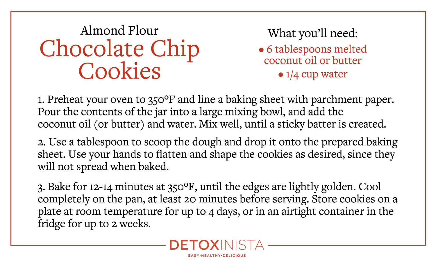 printable recipe card for gluten-free cookies