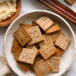 gluten free almond crackers labeled for pinterest.