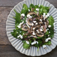Warm mushroom and spinach salad