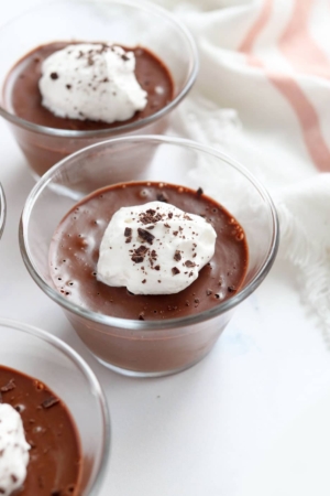 chocolate pots de creme with whipped cream