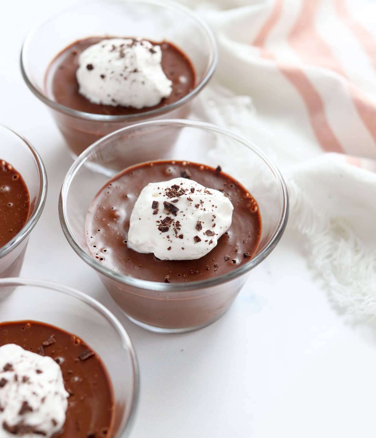 chocolate pots de creme with whipped cream