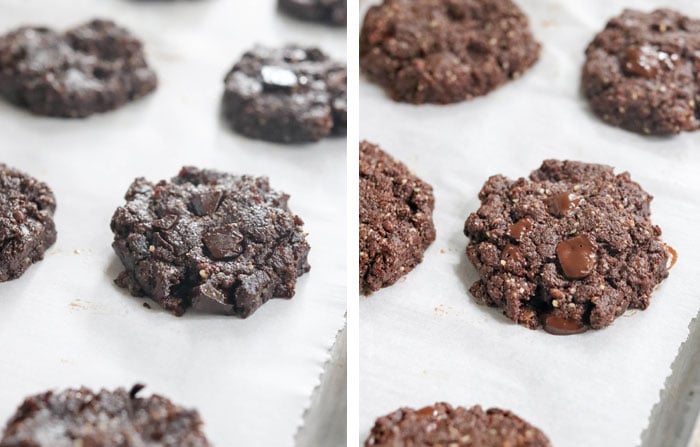 baked vs unbaked cookies on pan