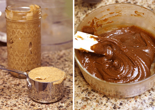 mixing chocolate almond butter in a bowl
