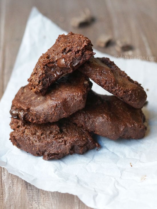 double chocolate cookies stacked