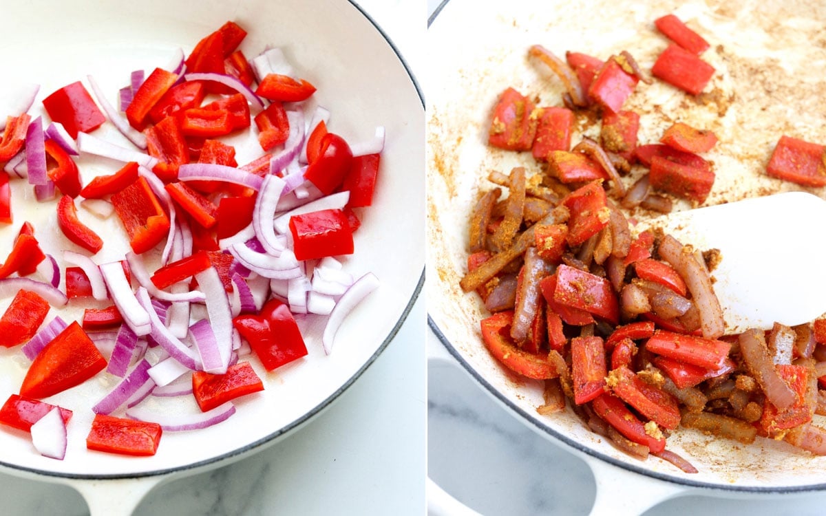 sauteed peppers, onions and curry powder