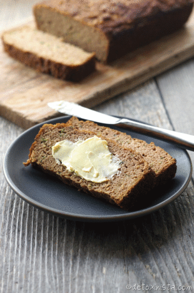sliced zucchini bread with butter