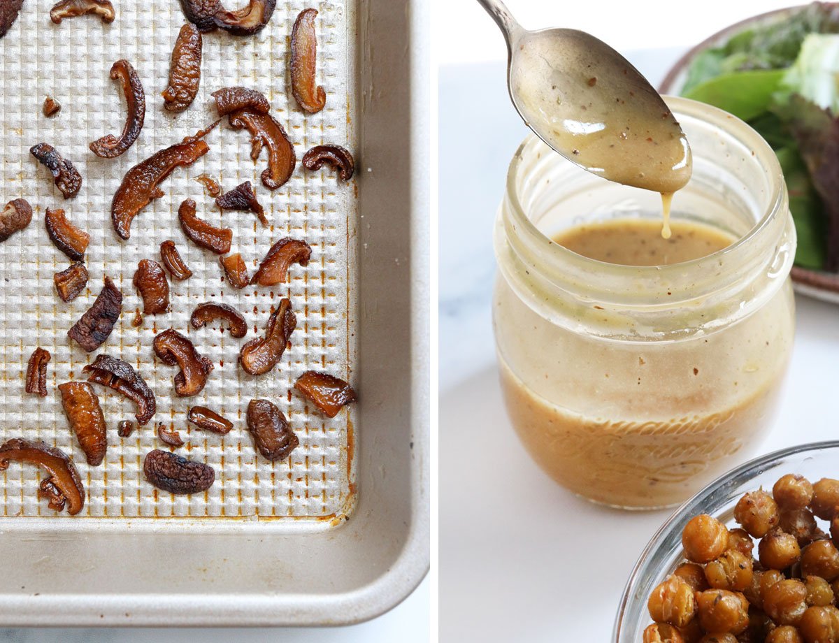 mushroom bacon and dressing in jar