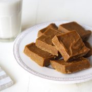 plate of Homemade Cookie Butter Freezer Fudge