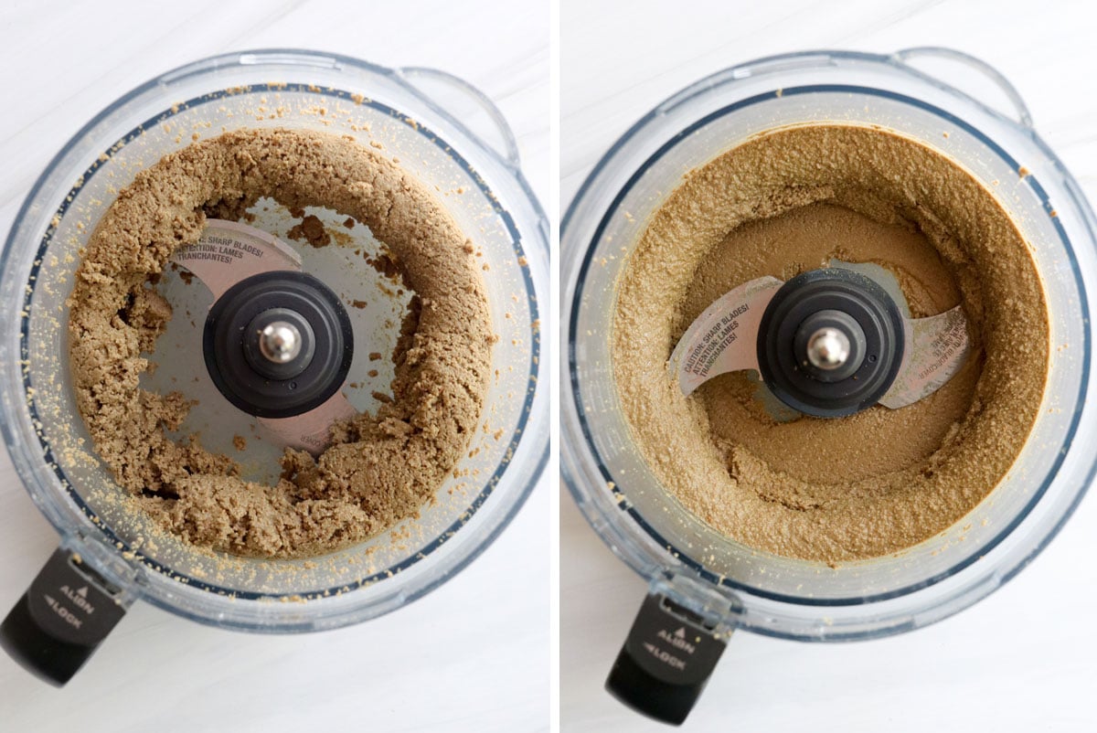 sunflower seeds ground into a thick paste in food processor.