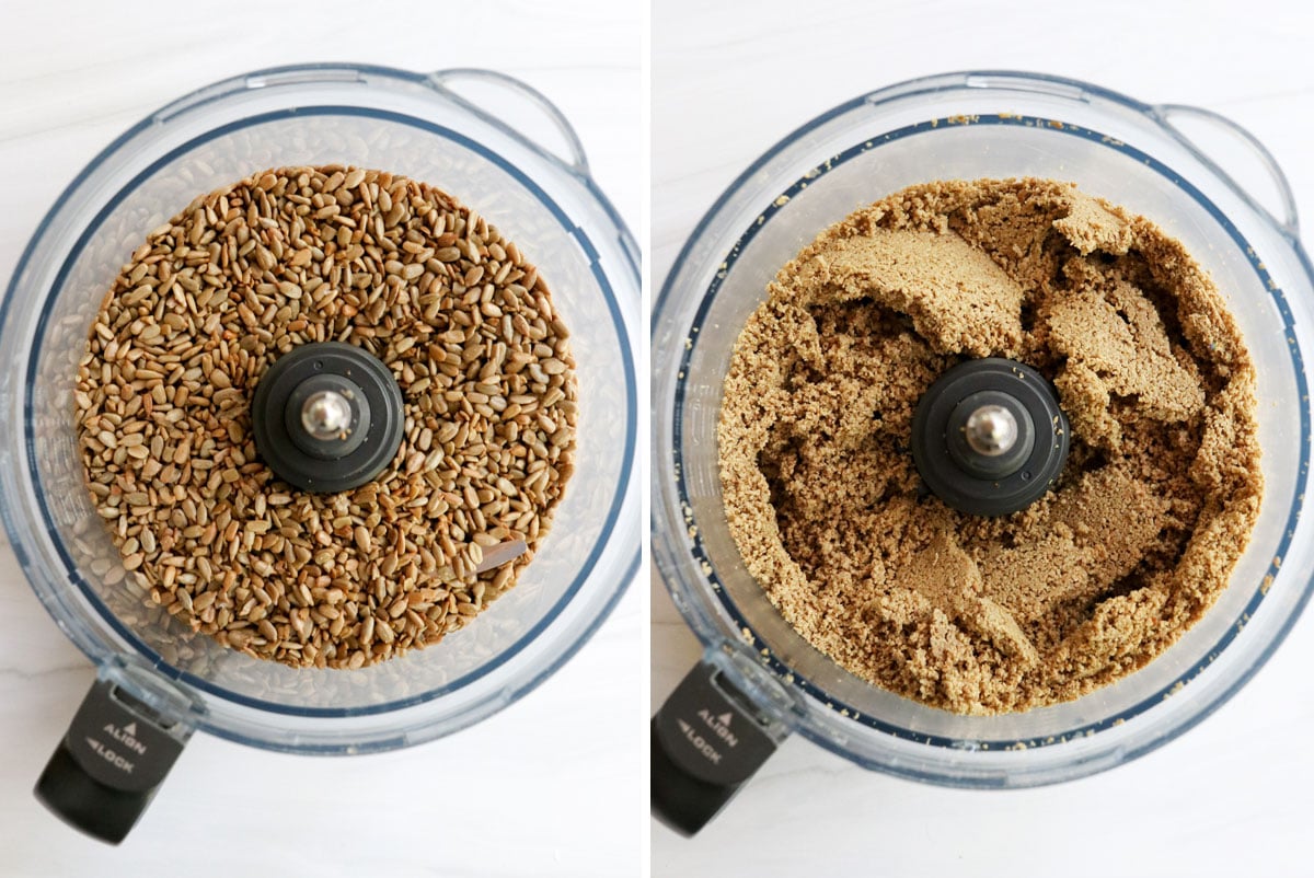 ground sunflower seeds in food processor.