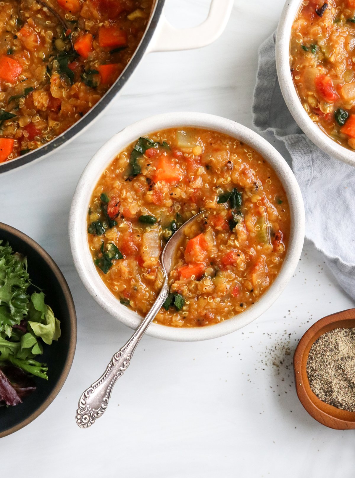 Vegan Lentil Soup with Fresh Herbs - Yummy Plants