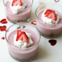 Vegan & Paleo Strawberry Cream Pie in glass cups