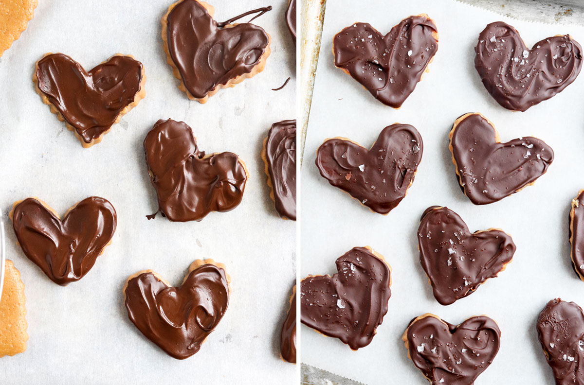 chocolate hearts topped with salt