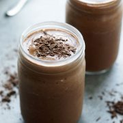 Chocolate Pea Protein Shake in mason jars