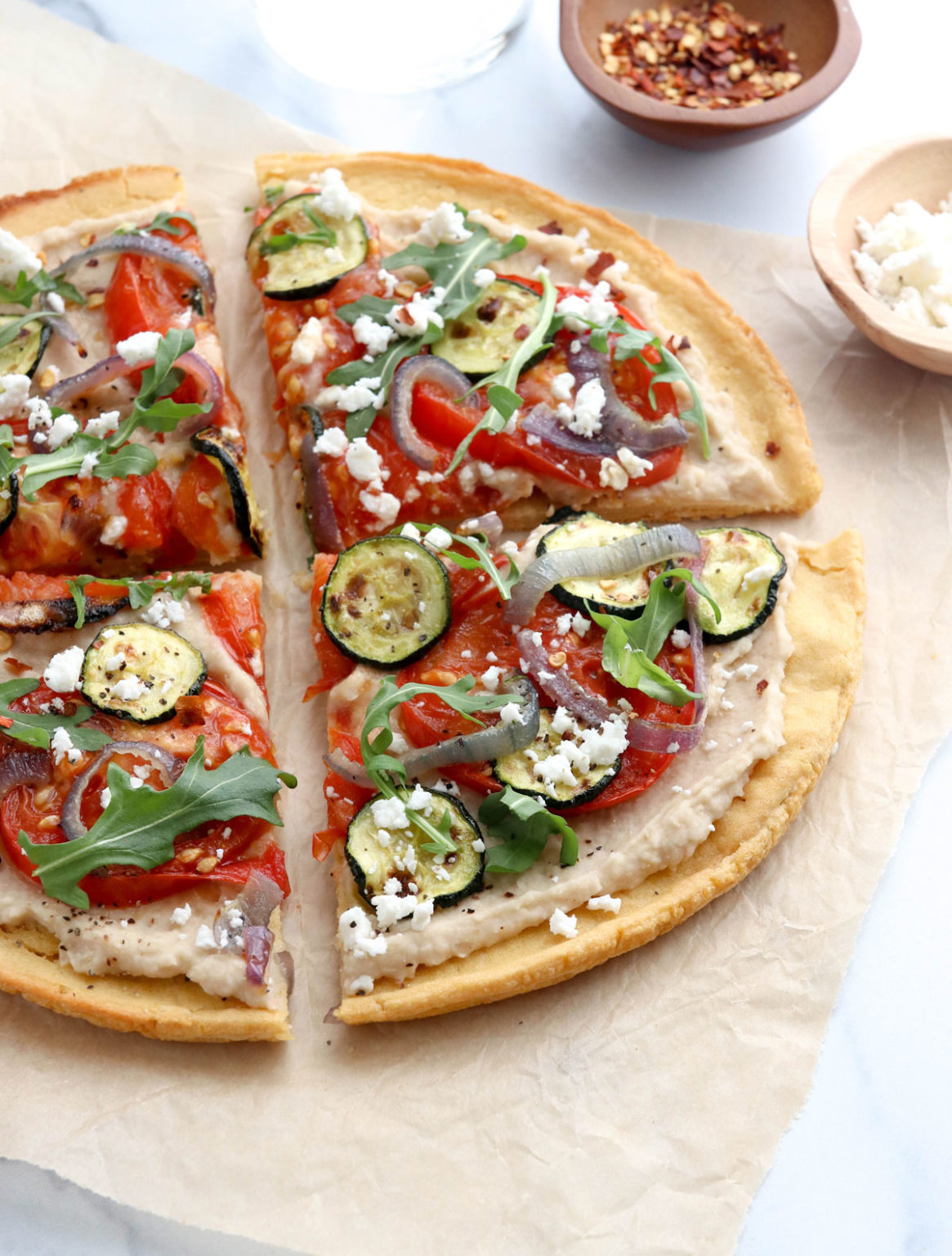 Socca Pizza with Roasted Veggies | Gluten-Free! - Detoxinista