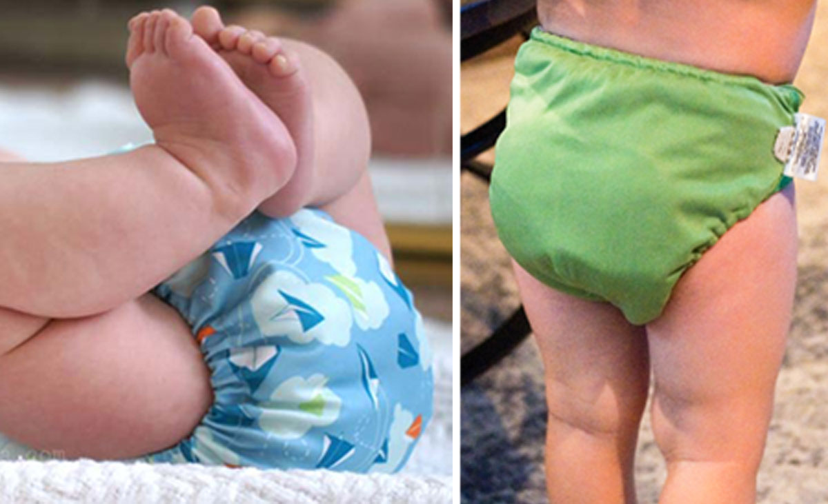 Cloth diaper on baby and toddler