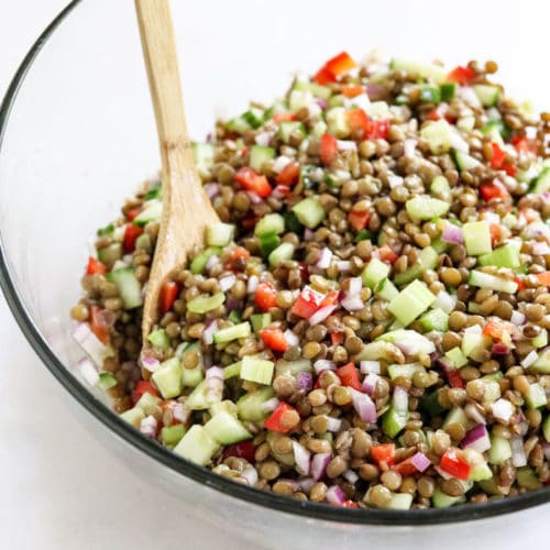 lentil salad in a bowl