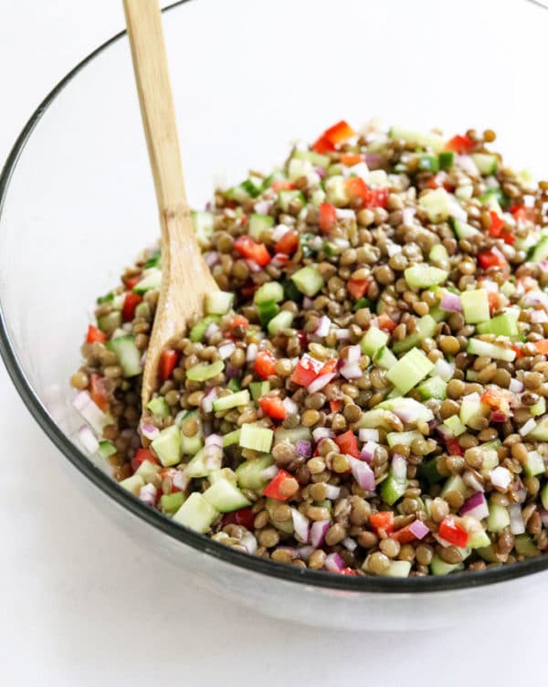 lentil salad in a bowl