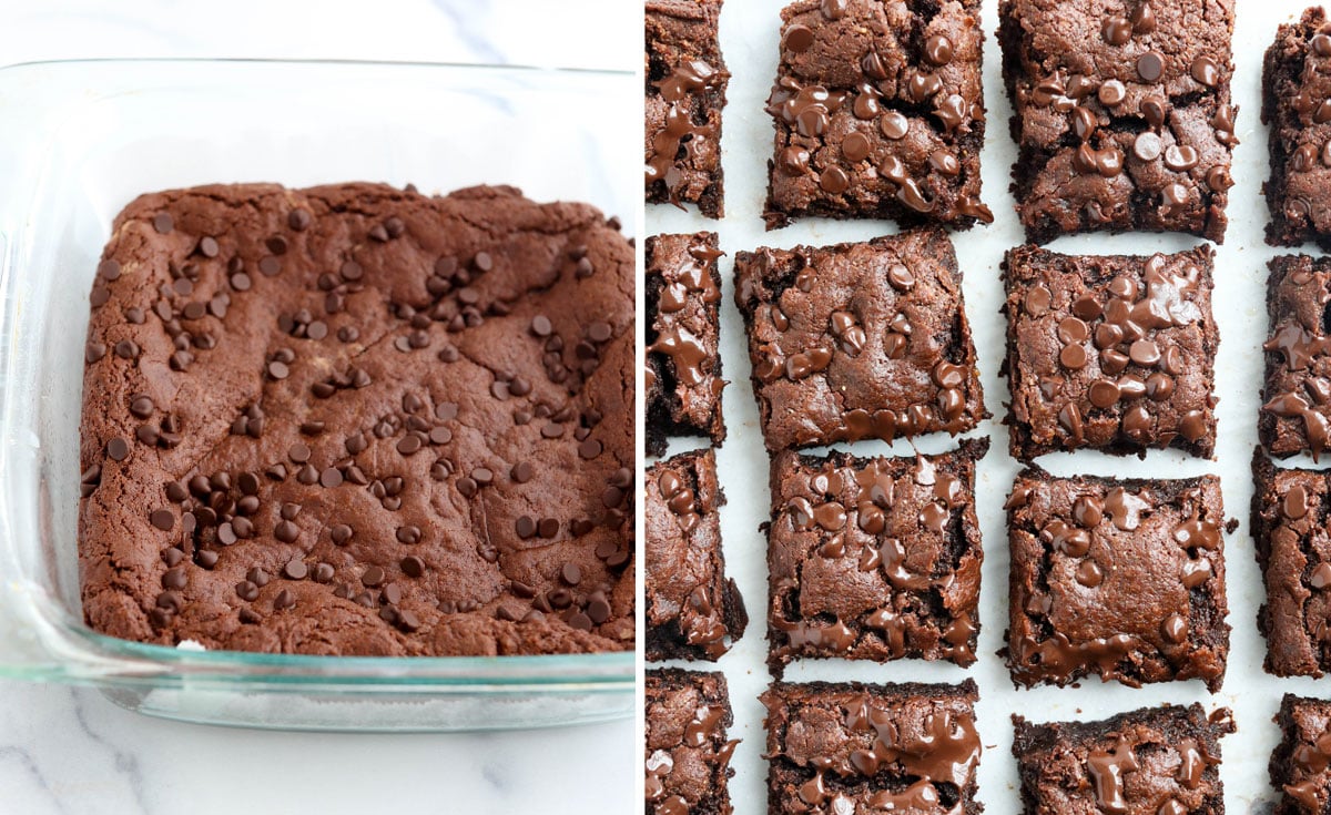 baked brownies cooled and sliced