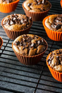 Paleo Double Chocolate Pumpkin Muffins in silicone baking cups