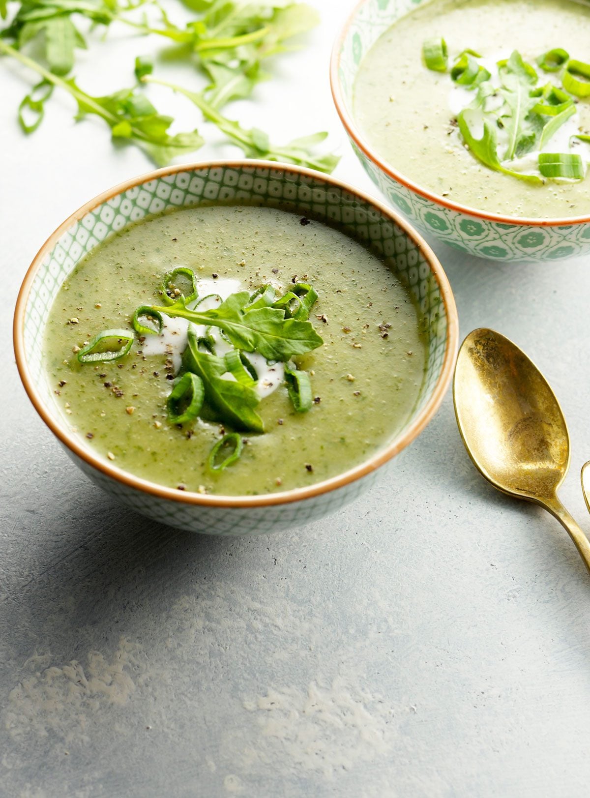 bowl of arugula soup