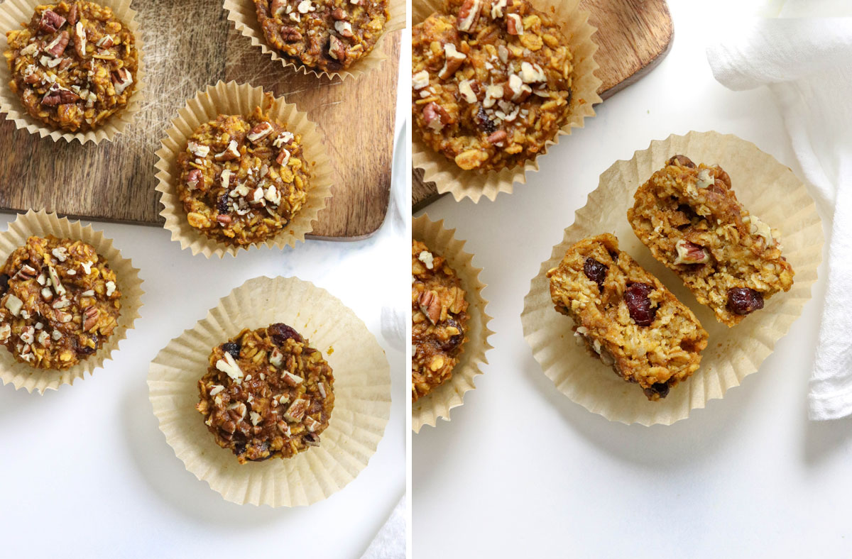 pumpkin baked oatmeal cups in wrappers