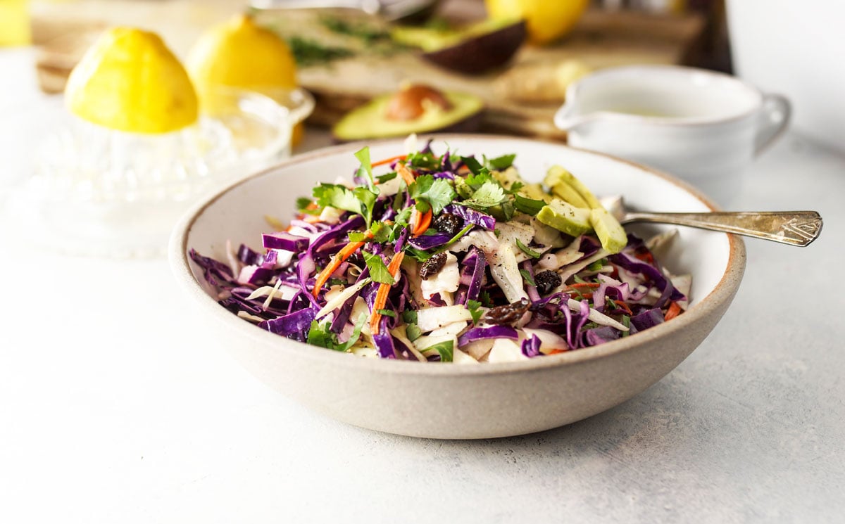 bowl of detox salad with lemon ginger dressing