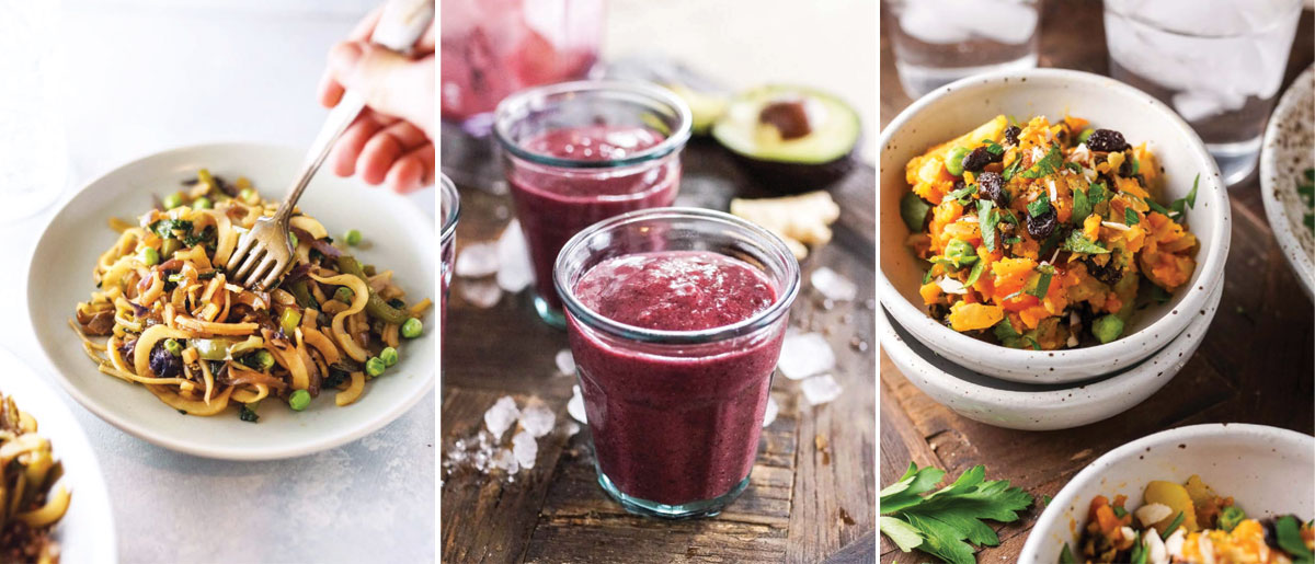 pictures of three recipes from the no excuses detox cookbook