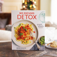 no excuses detox on table with cookies