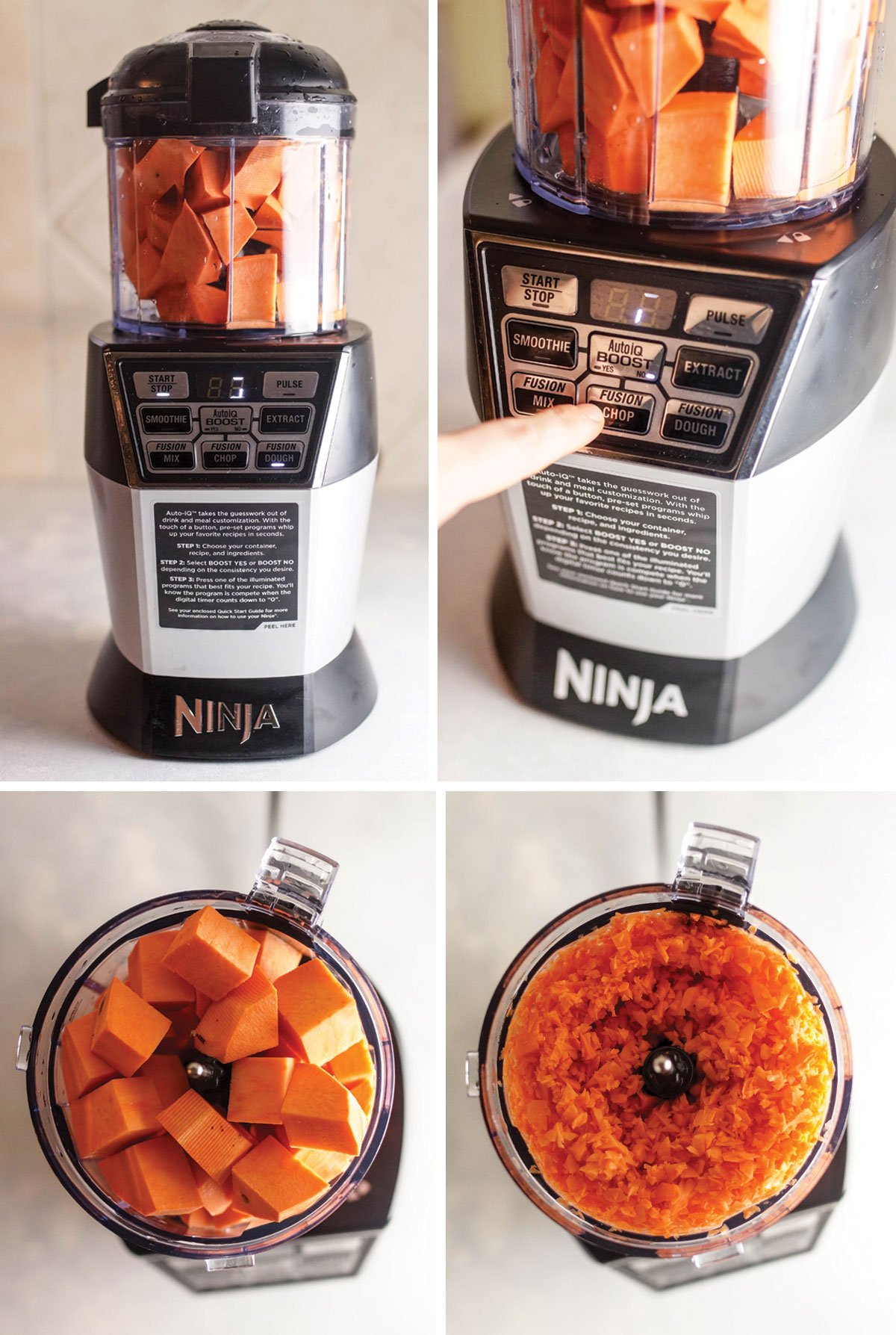 sweet potato chunks in a ninja blender