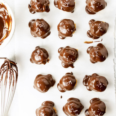 almond butter buckeyes coated in chocolate